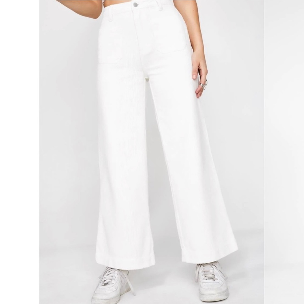 Rolla’s Sailor Cord Wide Leg High-Rise White Pants